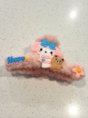 My Melody Sanrio Plush Hair Claw Clip Teddy Pastel Kawaii Cute, NEW